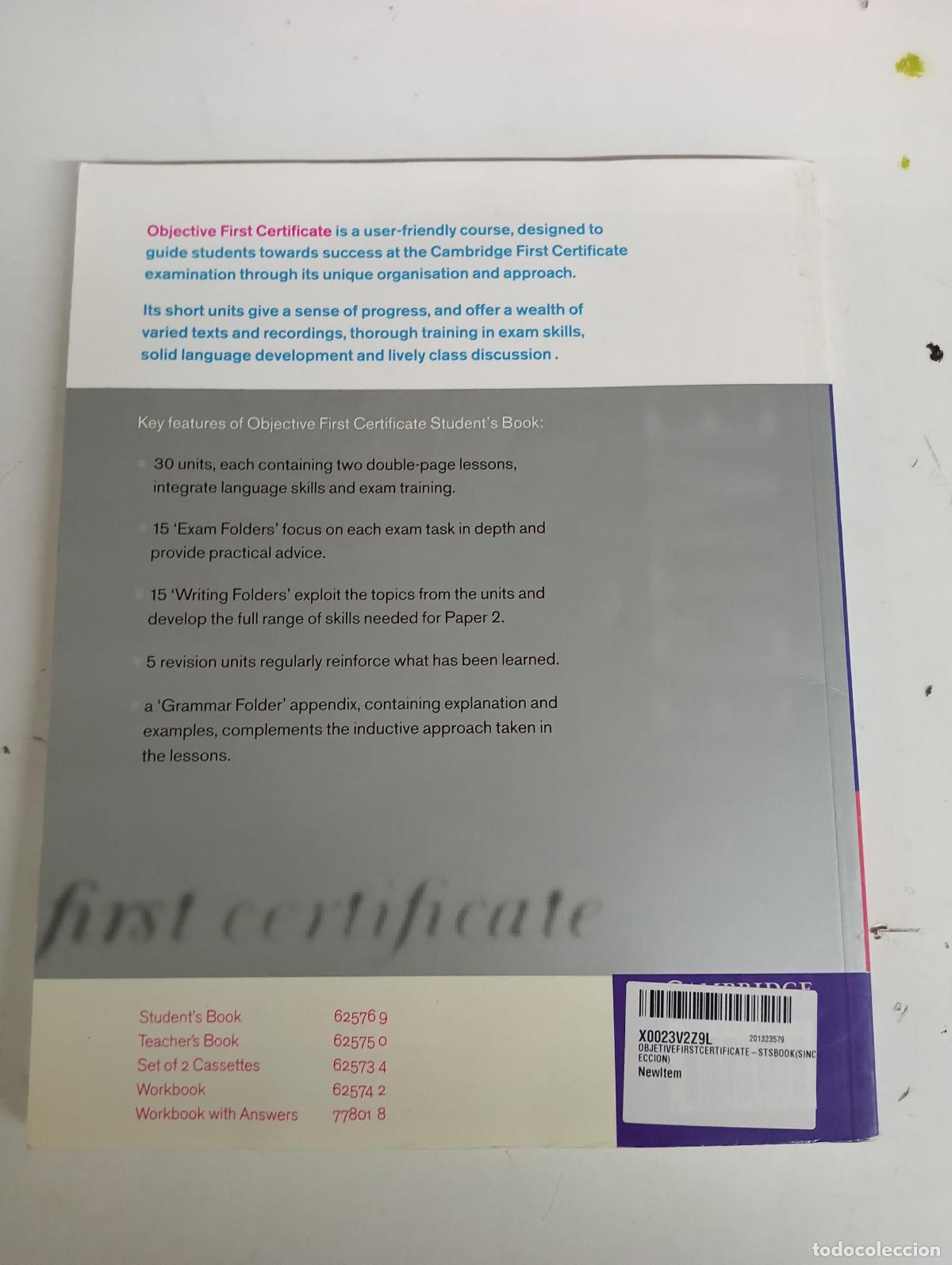 Libros: OBJETIVE FIRST CERTIFICATE-STS BOOK - Capel, Annette; Sharp, Wendy - Foto 1