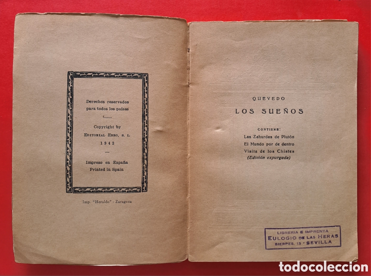 Libros: LOS SUE&Ntilde;OS QUEVEDO 1943 - Foto 2