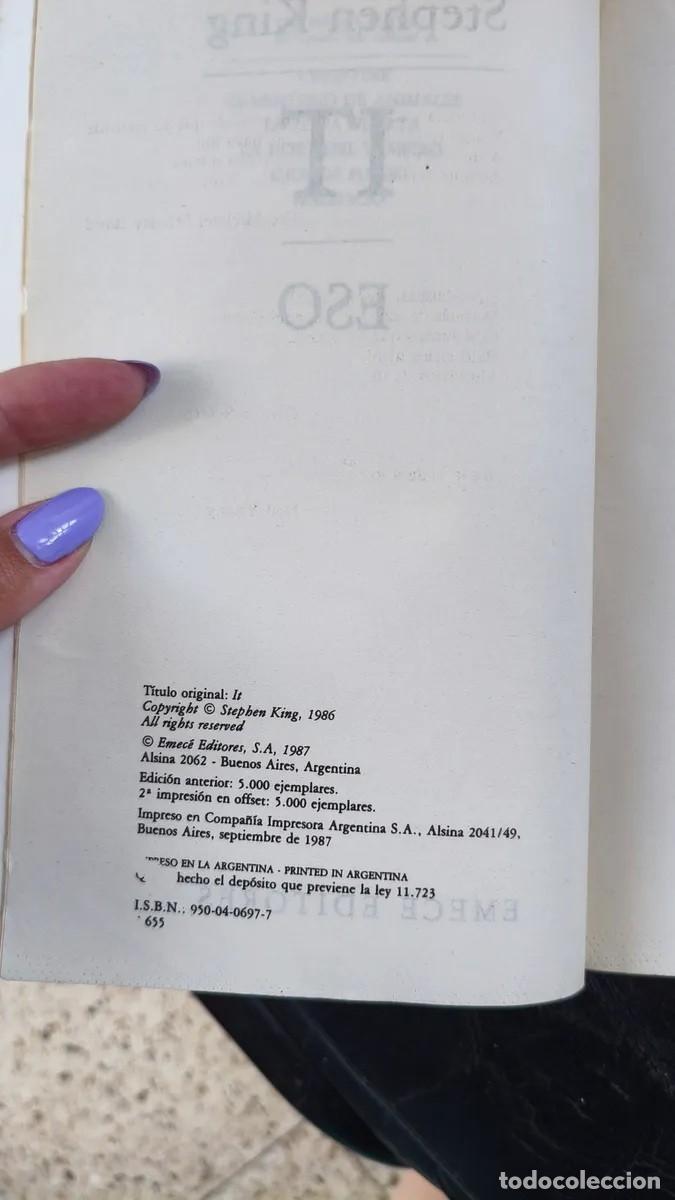 Libros: Stephen King &ndash; It (Eso), 1987 - EMEC&Eacute; - Foto 2