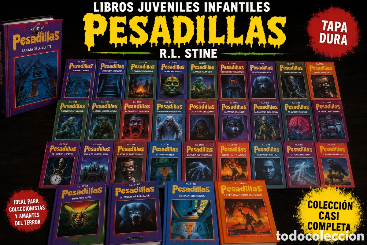 Libros: Lote coleccion casi completa Libros Pesadillas R.L. Stine tapa dura &ndash; Colecci&oacute;n juvenil de terror