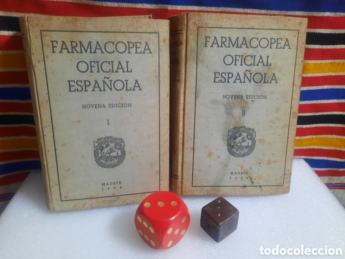 Libros: Farmacopea oficial espa&ntilde;ola Real Academia nacional de Medicina, tomo I y II. Novena edici&oacute;n,1954