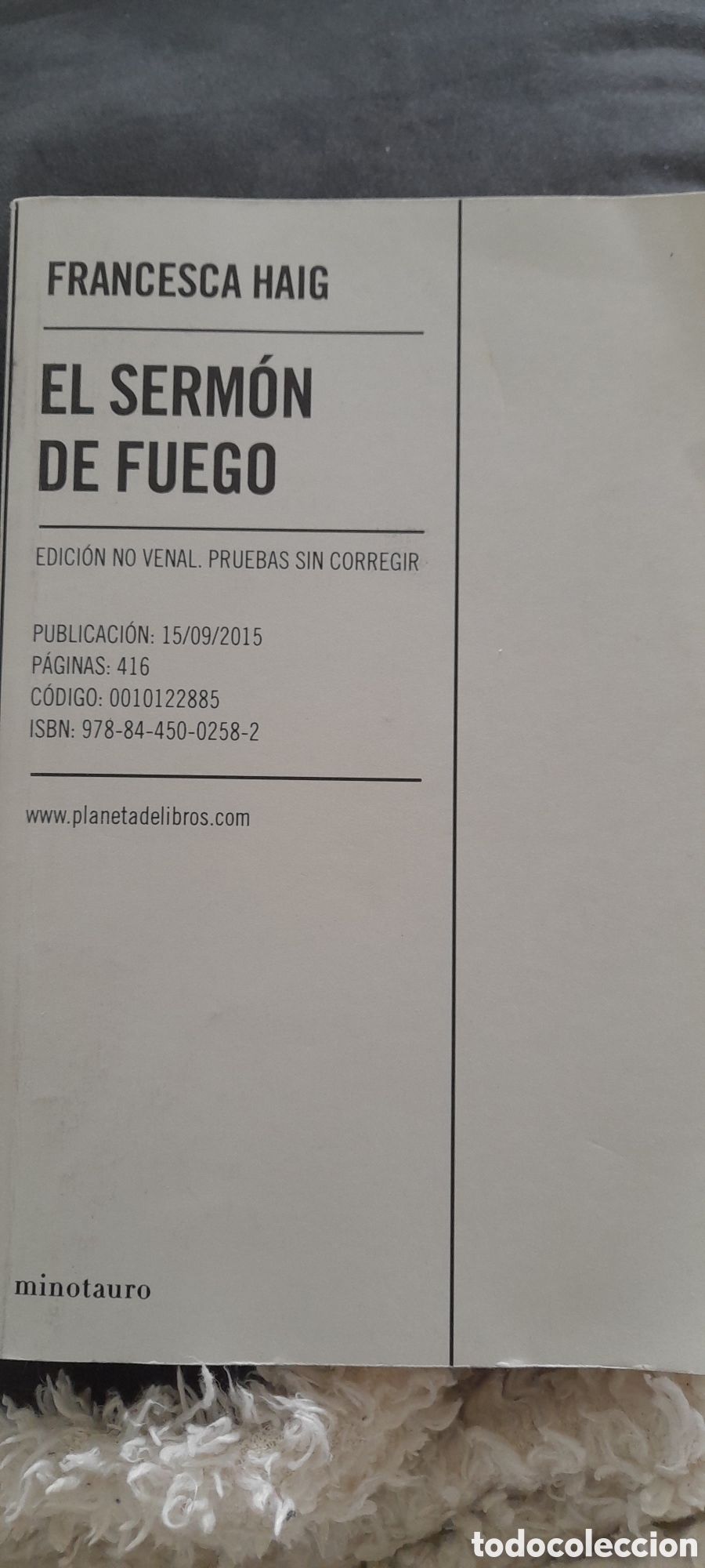 Libros: El serm&oacute;n de fuego. Francesa Haig - Foto 1