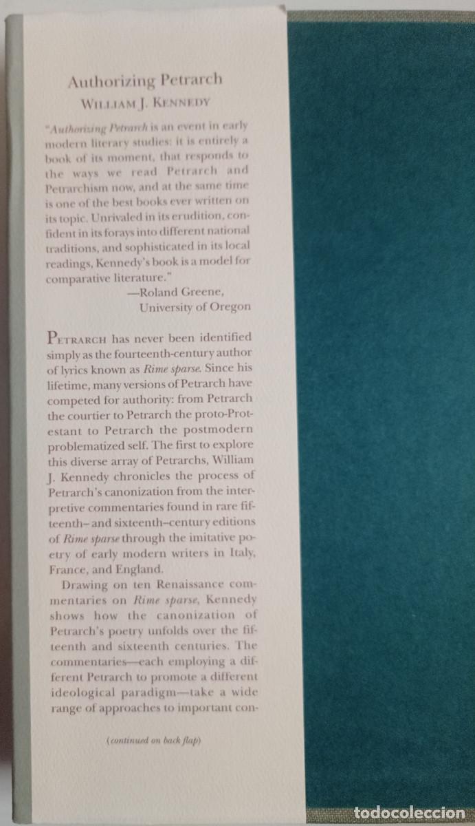 Libros: Authorizing Petrarch,William J. Kennedy Ph.D. PE,EN INGLES - Foto 4