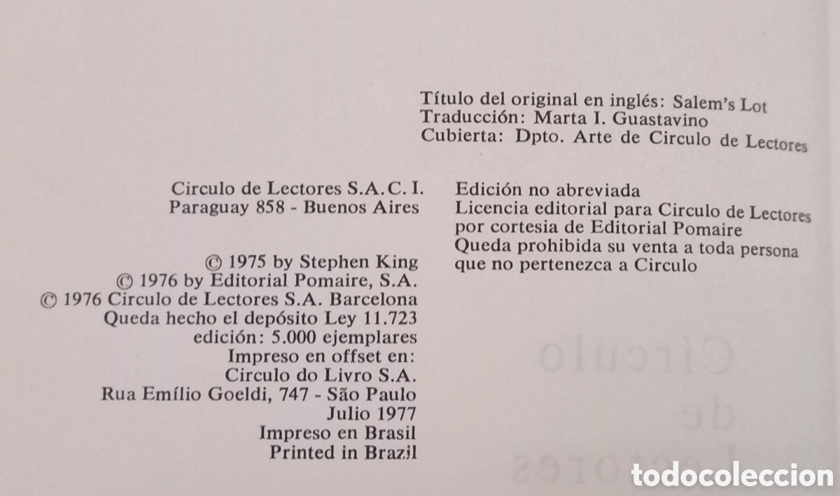 Libros: Libro: &rdquo;La hora del vampiro&rdquo; Stephen King 1977 - Foto 4