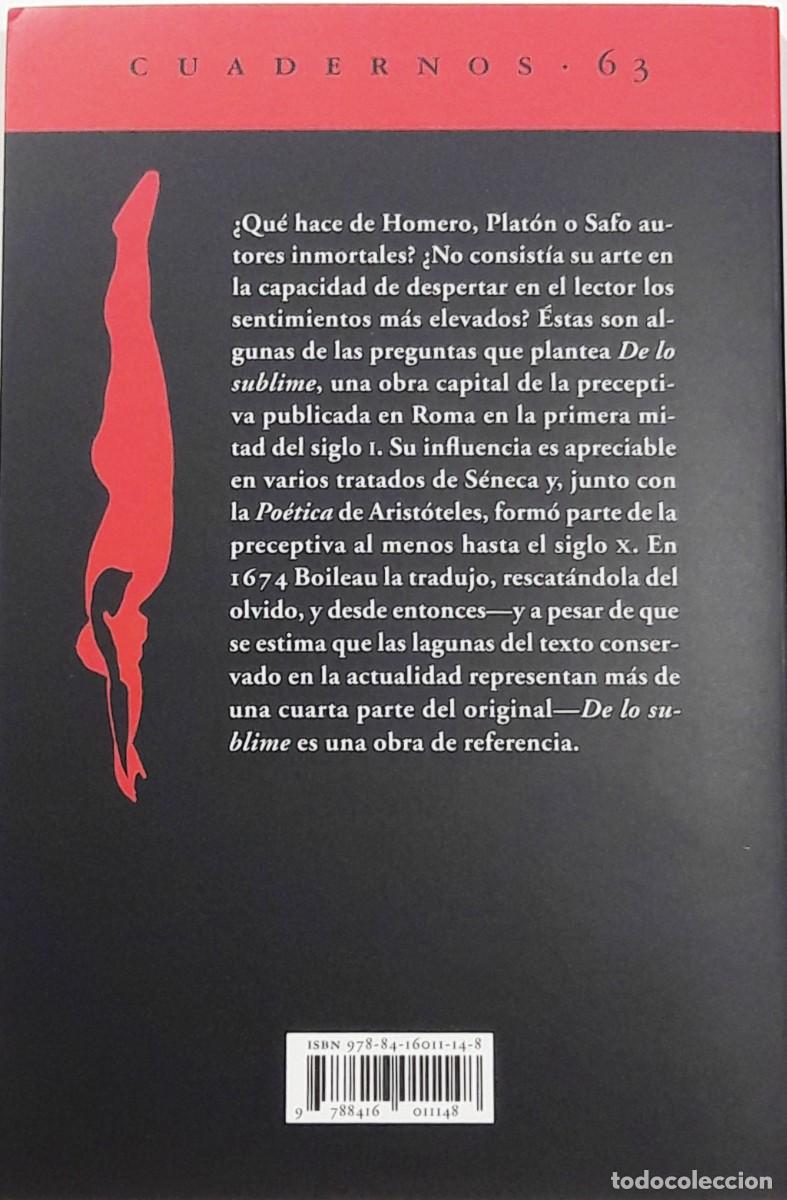 Libros: De lo sublime, Longino, Acantilado - Foto 2