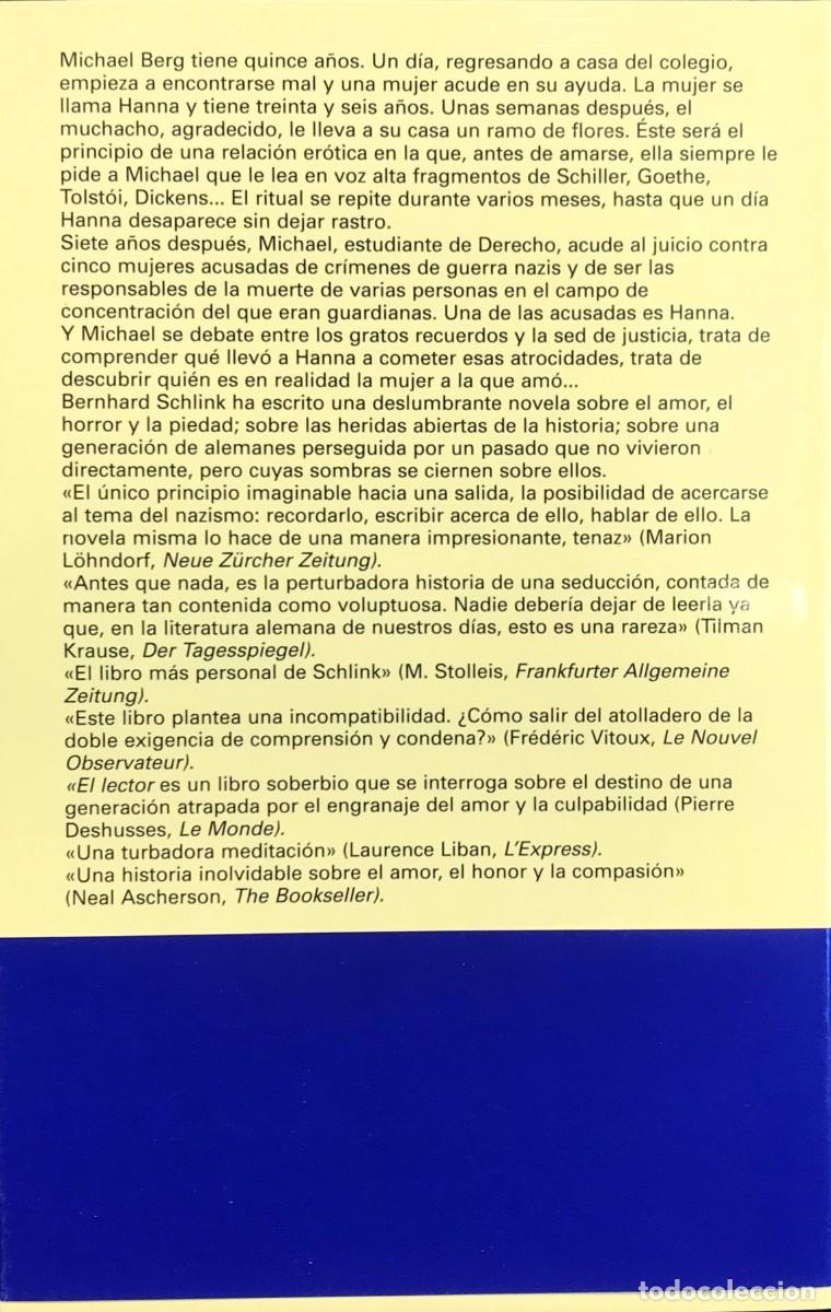 Libros: El lector, Bernhard Schlink, Editorial Anagrama - Foto 2
