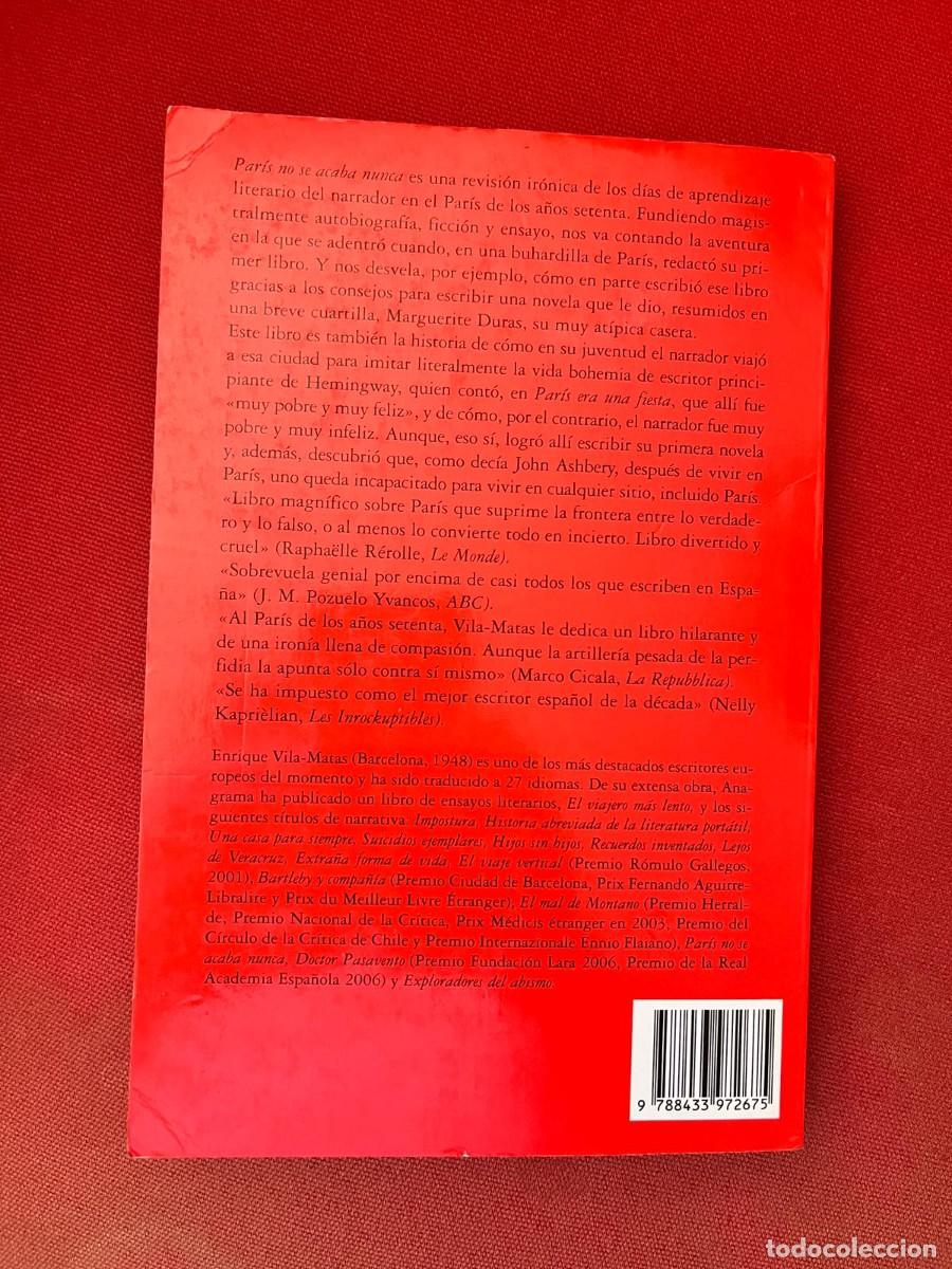 Libros: PAR&Iacute;S NO SE ACABA NUNCA / ENRIQUE VILA-MATAS / ANAGRAMA COMPACTOS - Foto 2
