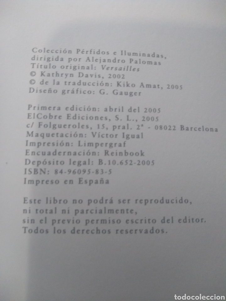 Libros: Versalles de Kathryn Davis - Foto 3