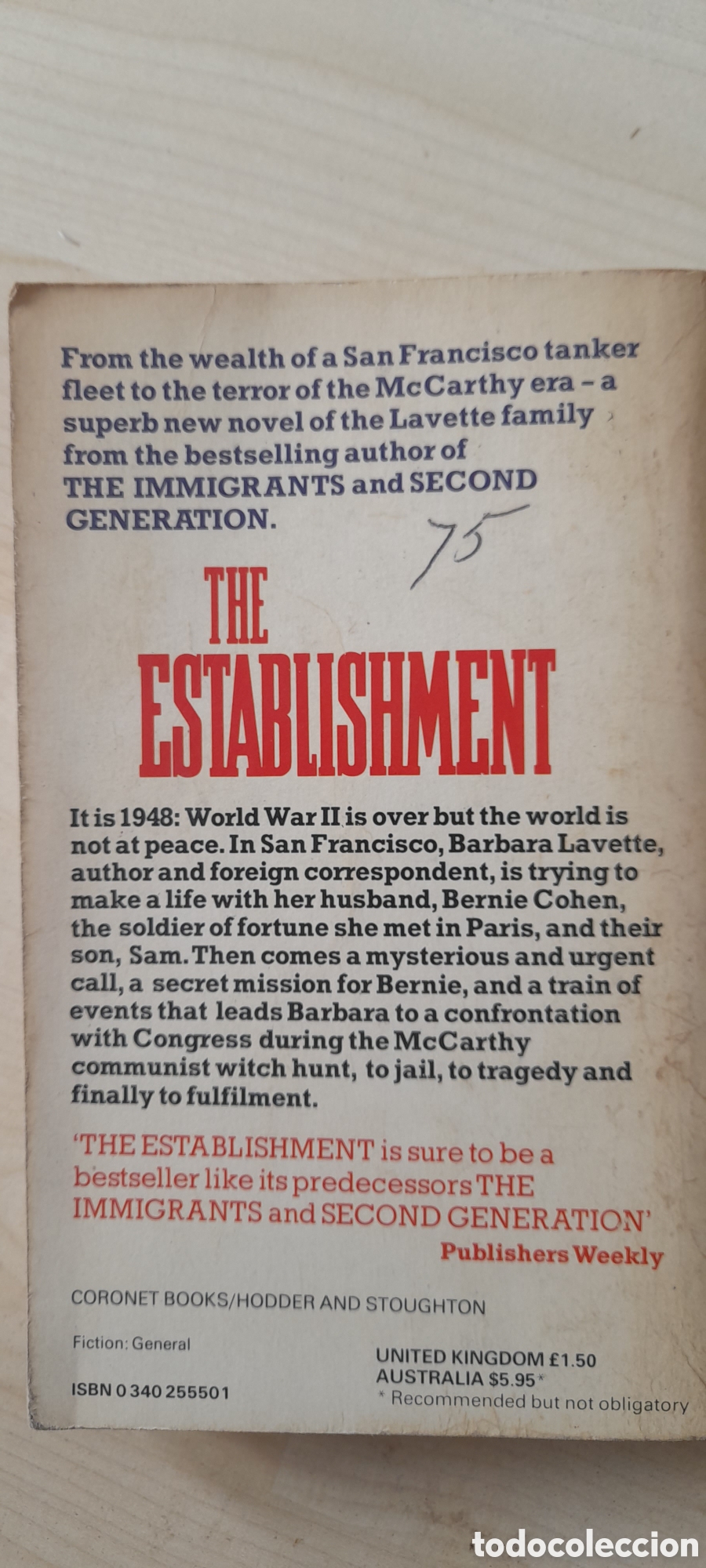 Libros: The establishment. Howard Fast - Foto 2
