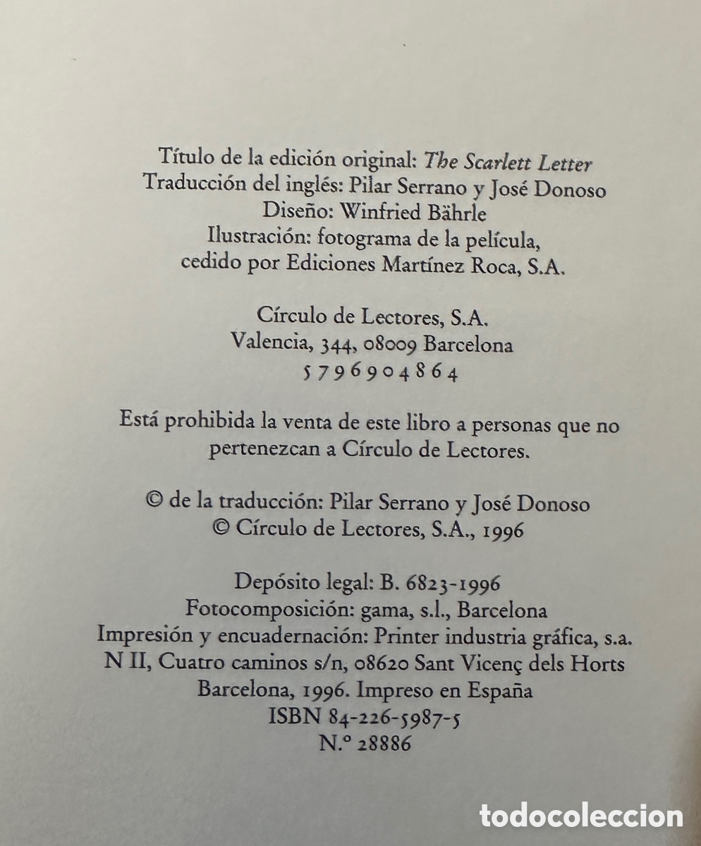 Libros: Libro La Letra Escarlata. Nathaniel Hawthorne - Foto 5