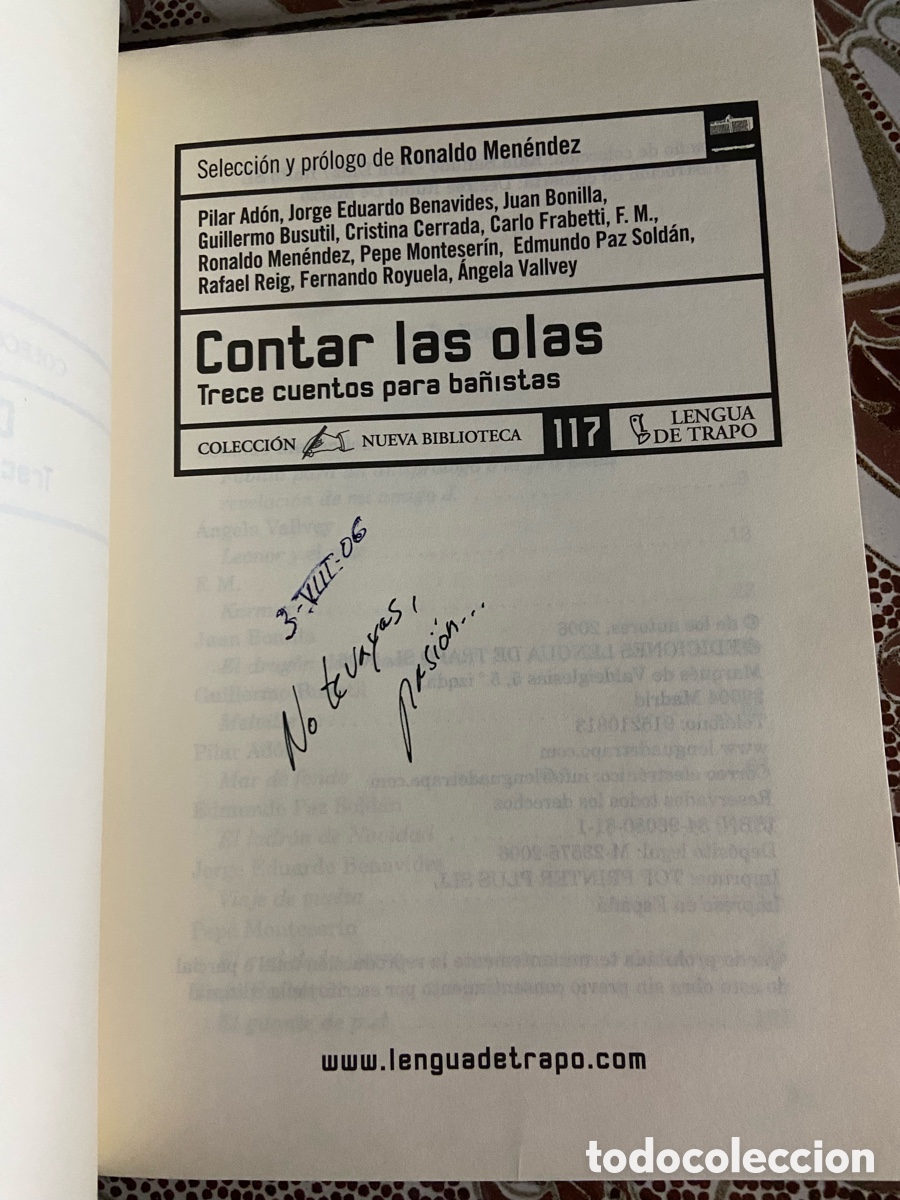 Libros nuevos de relatos y cuentos: Libro Contar las olas de la colecci&oacute;n Lengua de Trapo. - Foto 4