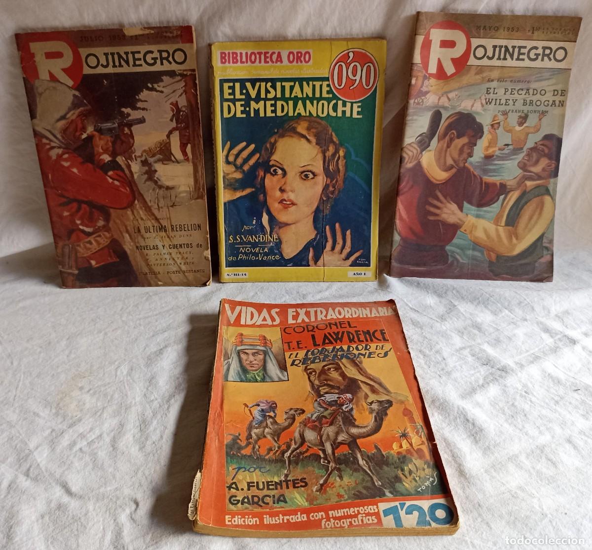 Libros nuevos de relatos y cuentos: Lote 4 viejos c&oacute;mics, novelas de 1934, 1936 y 1953