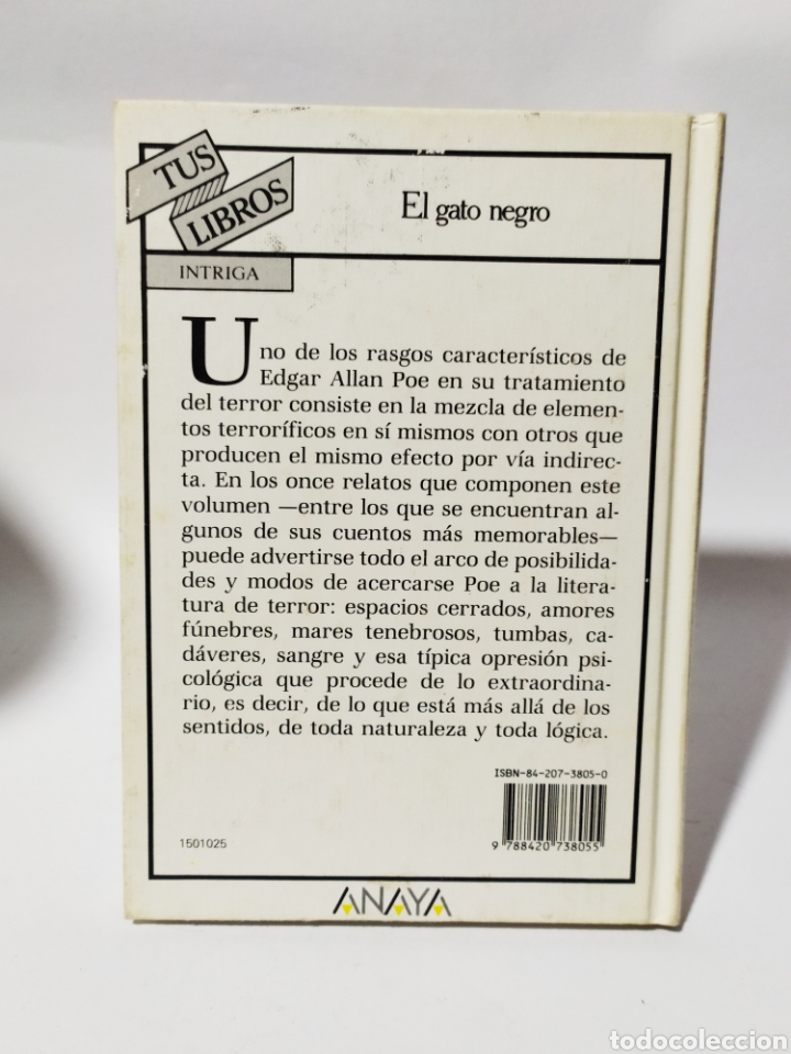 Libros: Anaya Tus libros de intriga,El gato negro.Edgar Alan poe., 6°edición 1991 - Foto 5 - 235850970