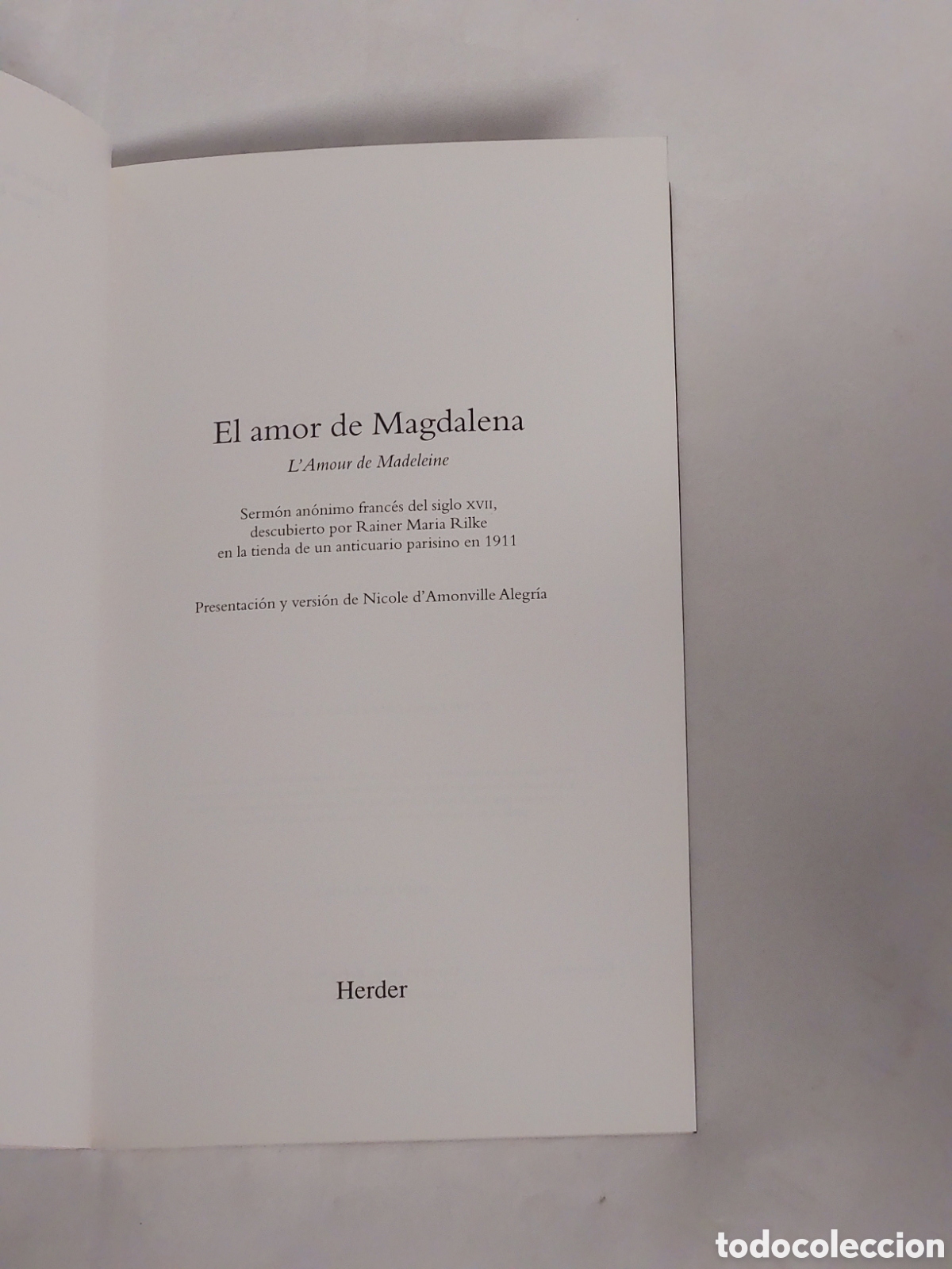 Libros: El amor de Magdalena. Rilke . Herder. - Foto 3