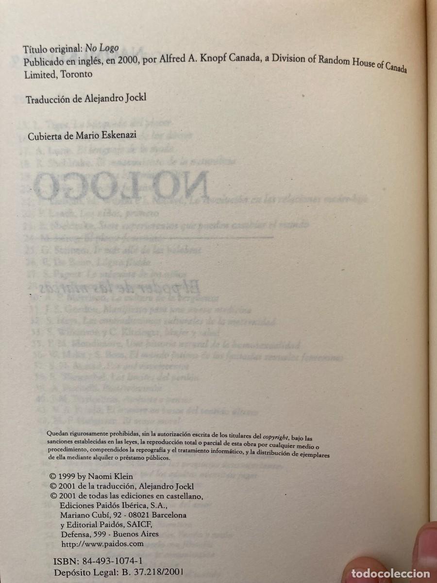 Libros: NAOMI KLEIN NO LOGO El poder de las marcas PAID&Oacute;S CONTEXTOS - Foto 5