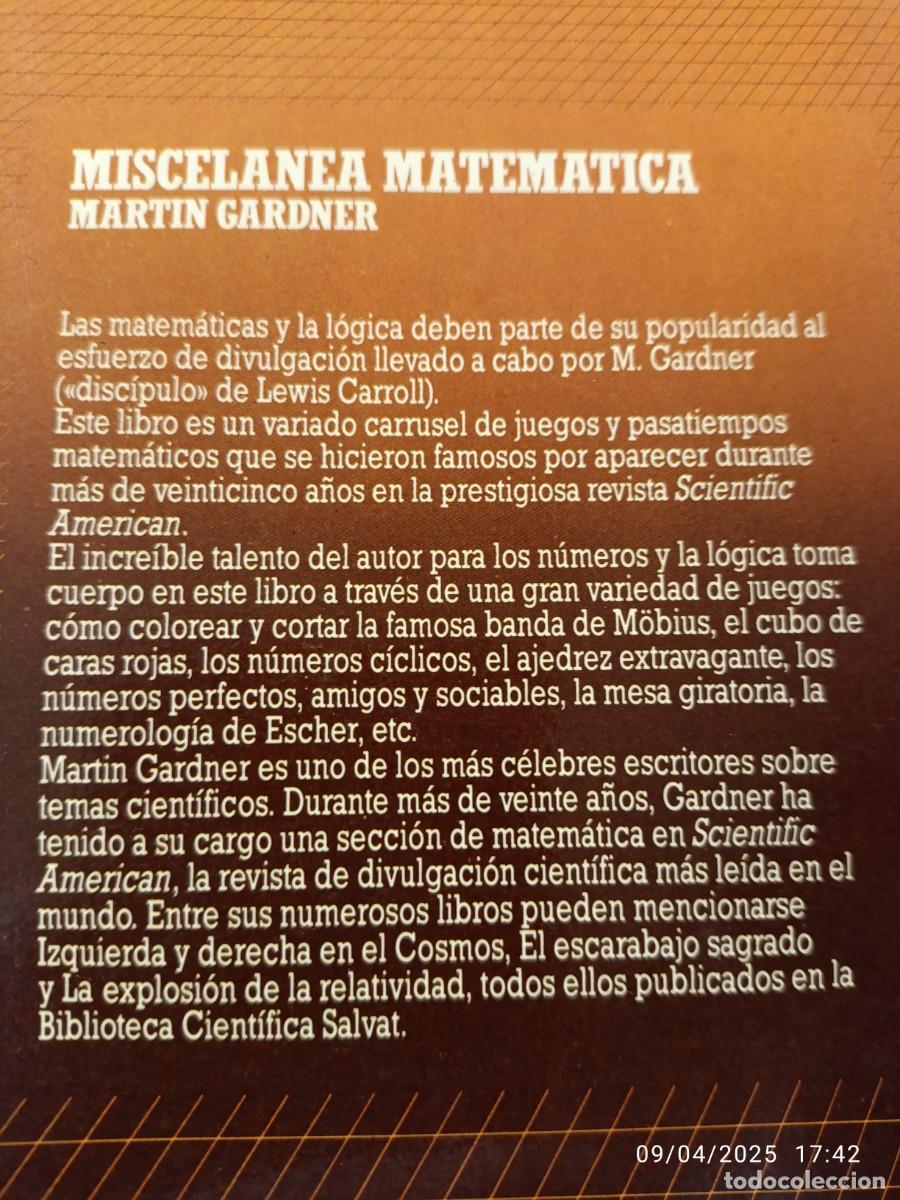 Libros: Miscel&aacute;nea matem&aacute;tica. Mart&iacute;n Gardner - Foto 2