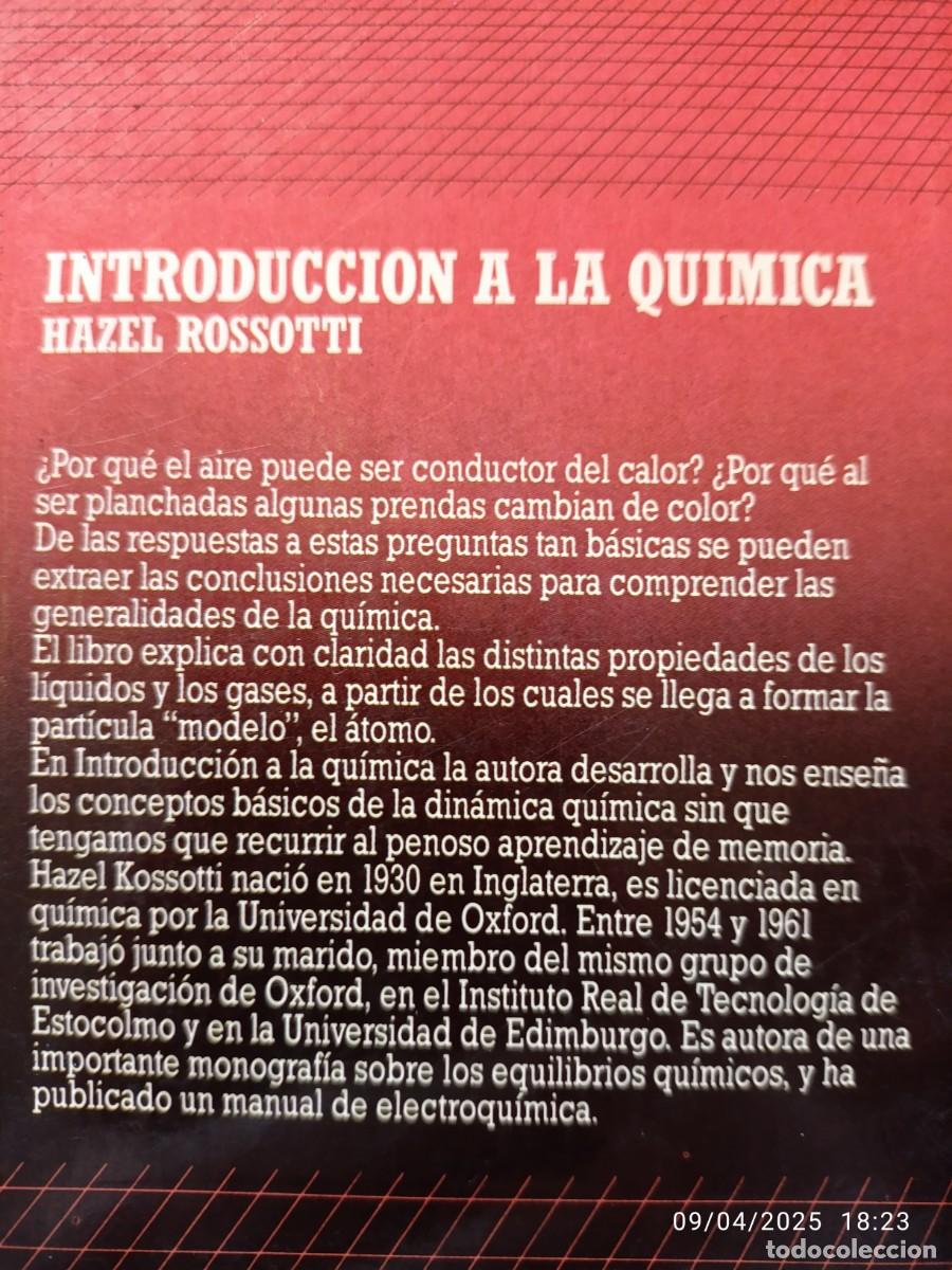 Libros: Introducci&oacute;n a la qu&iacute;mica. Hazel Rossotti - Foto 2