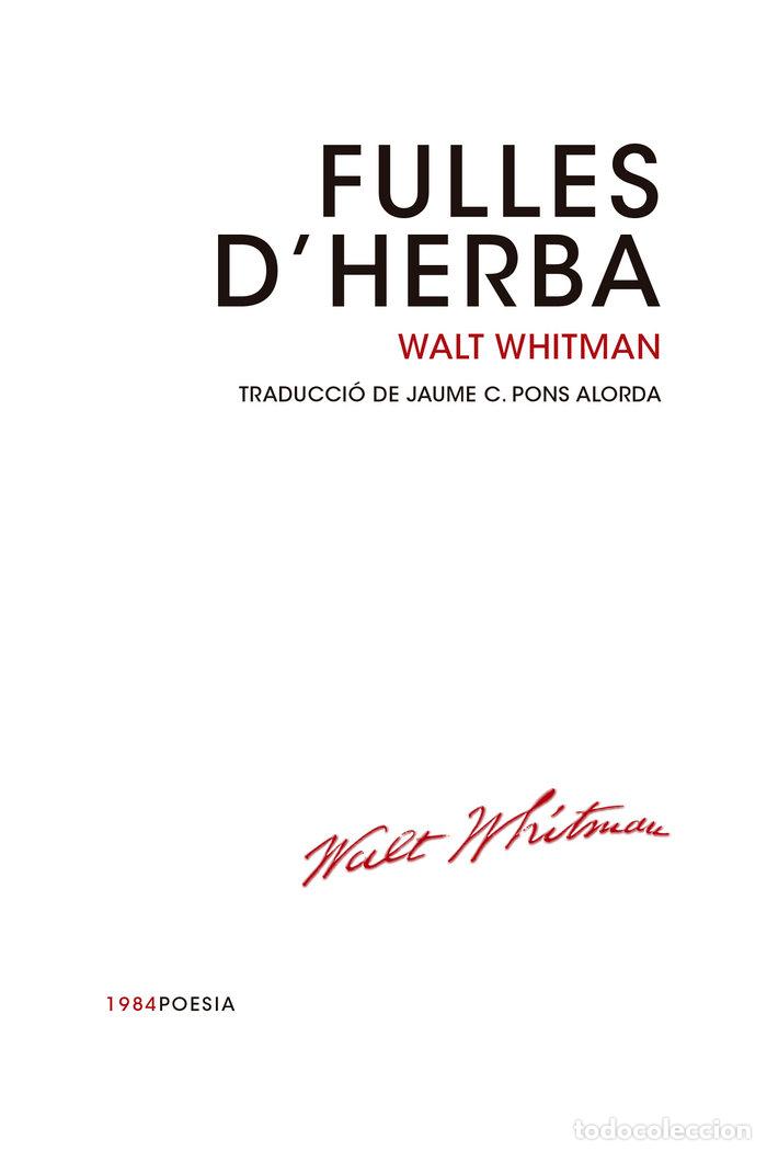 Libros: FULLES DHERBA - WHITMAN,WALT - Foto 1