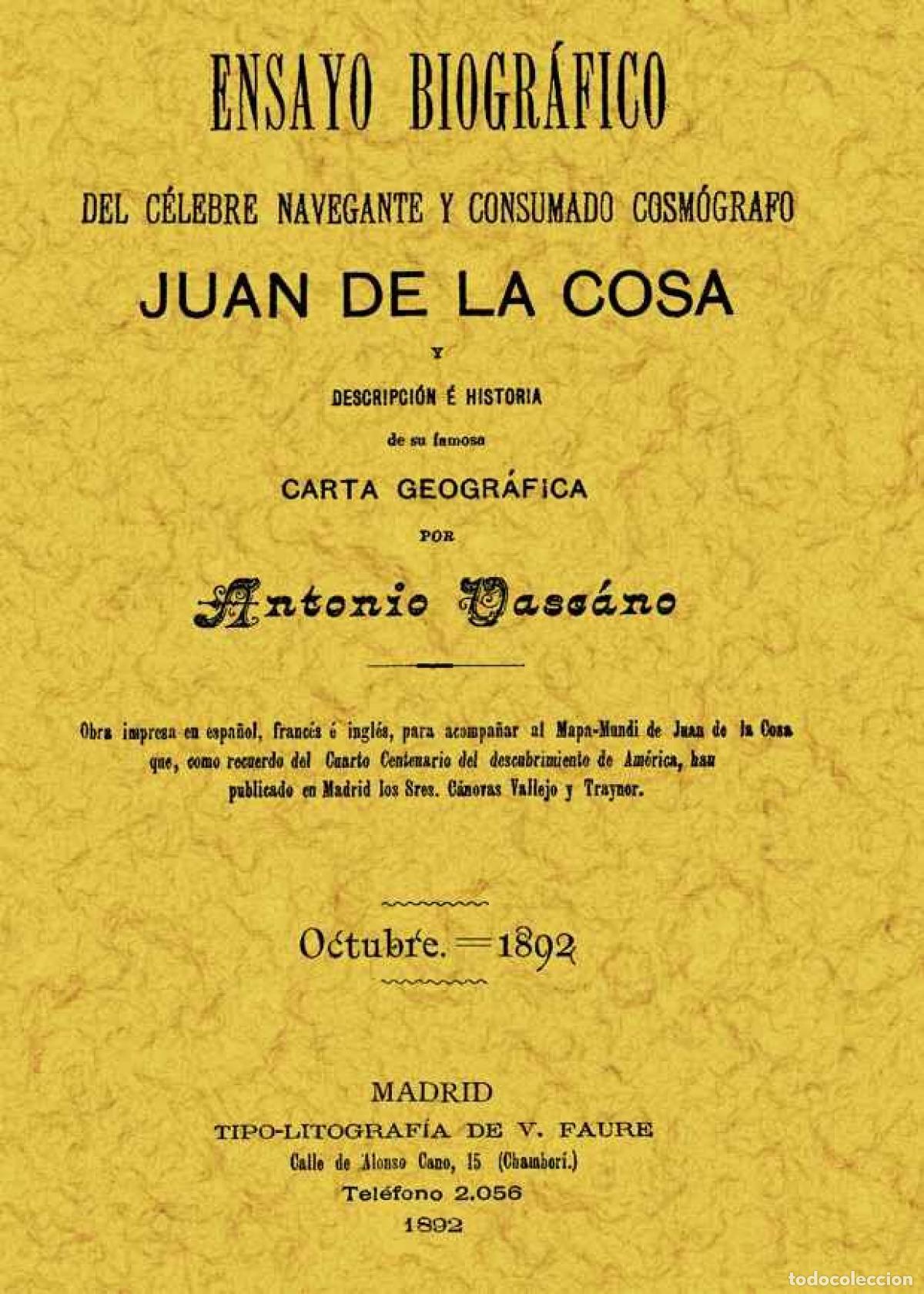 Livros: ENSAYO BIOGR&Aacute;FICO JUAN DE LA COSA - Vascano, Antonio