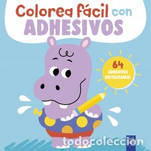 Libros: Colorea facil con adhesivos. hipopotamo - Yoyo
