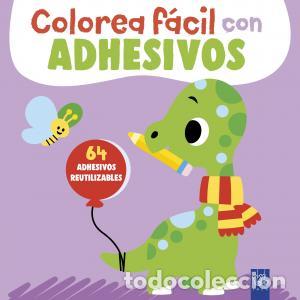 Libros: Colorea facil con adhesivos. dinosaurio - Yoyo