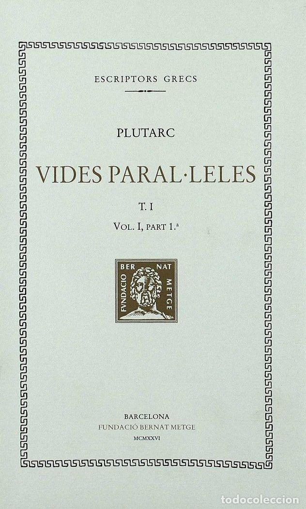 Libros: VIDES PARAL LELES VOL I - PLUTARC