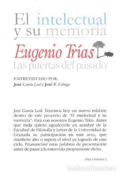 Libri: EUGENIO TRIAS LAS PUERTAS DEL PASADO - TRIAS, EUGENIO