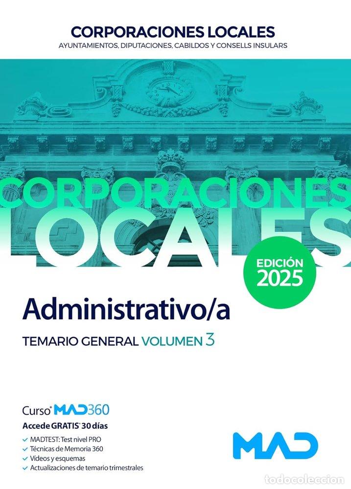Libros: ADMINISTRATIVO/A CORPORACION LOCAL 3 EDICION 2025 - AA.VV