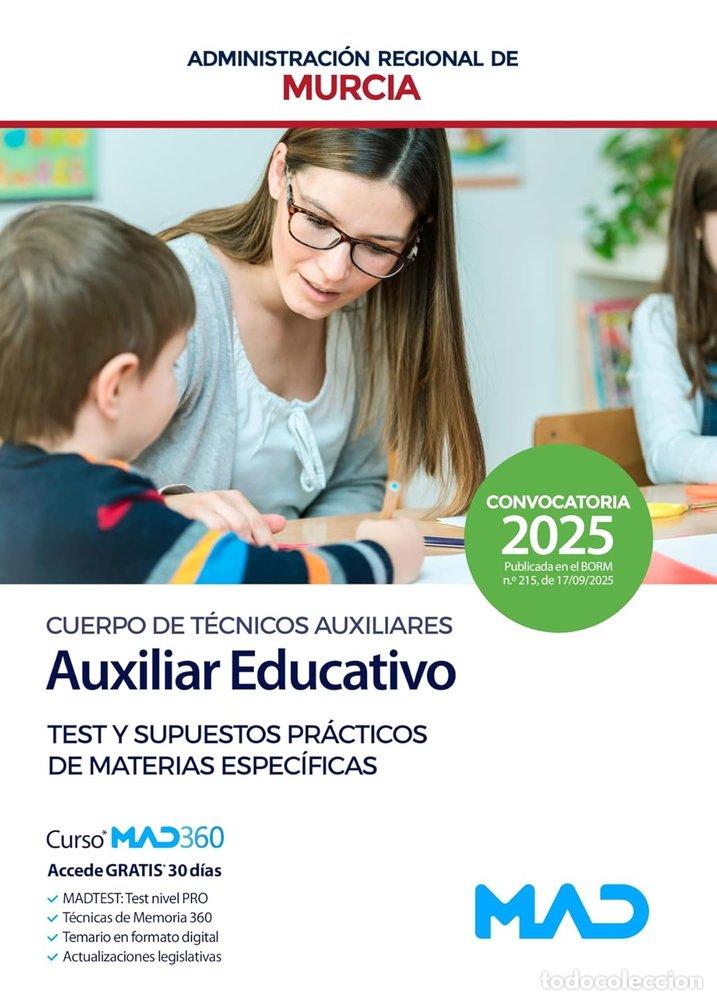 Libros: AUXILIAR EDUCATIVO CUERPO TECNICO AUXILIAR TEST MURCIA - AA.VV