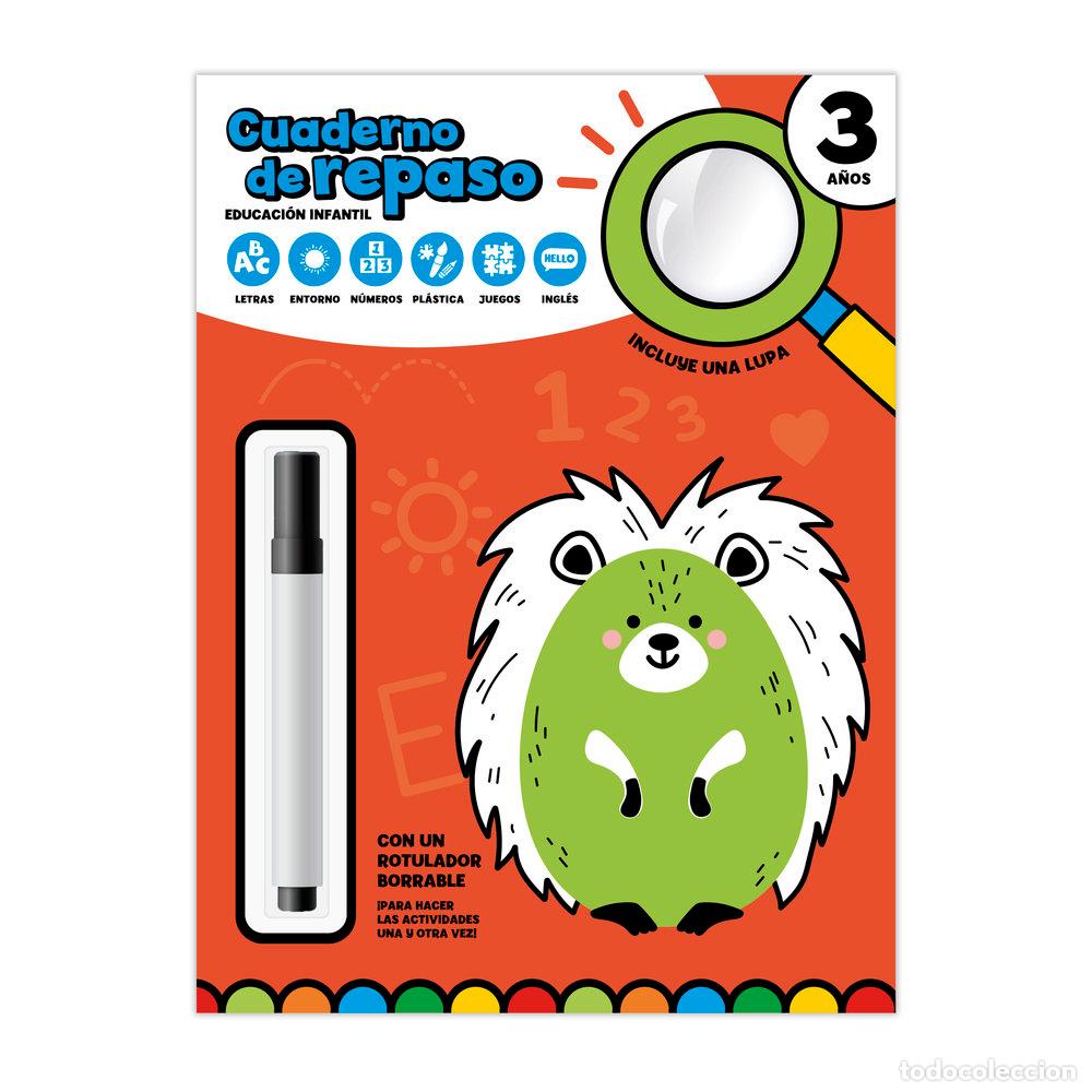 Libros: CUADERNO DE REPASO 3 A&Ntilde;OS CON LUPA Y ROTULADOR BORRABLE - IMAGILAND