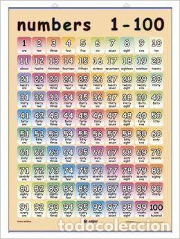 Libros: LAMINA DE LOS NUMEROS 1 AL 100 INGLES - .