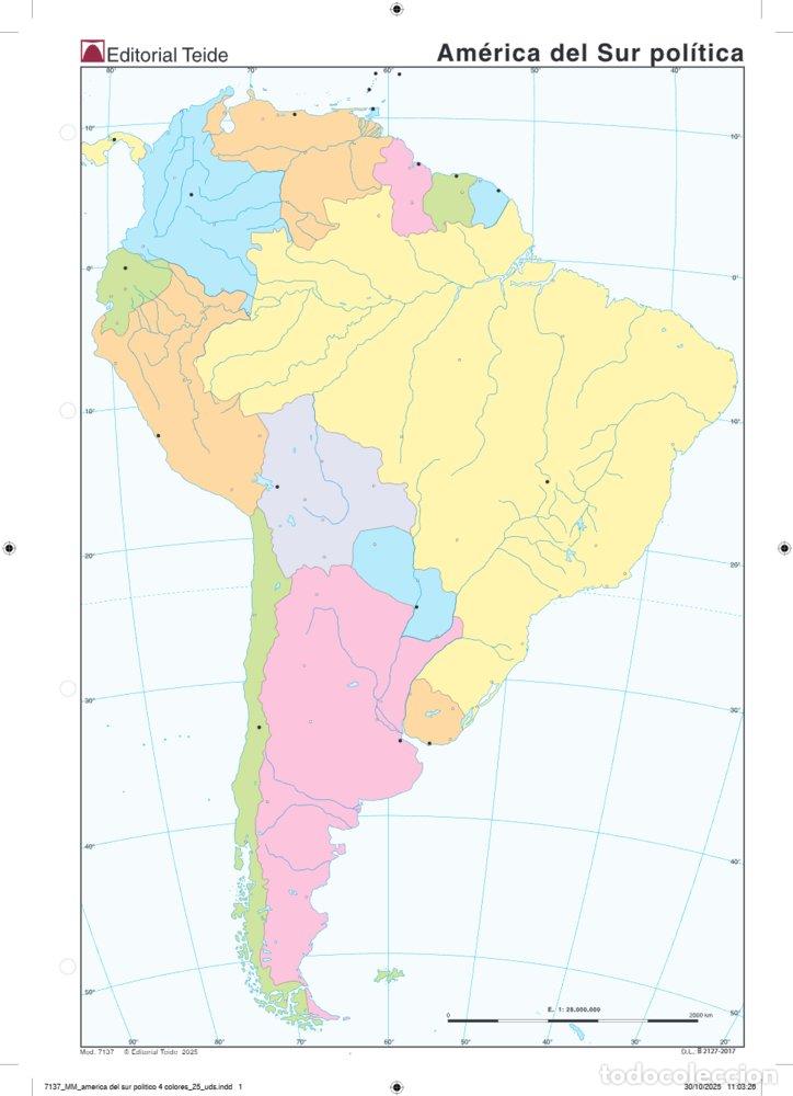 Libros: MAPA MUDO AMERICA DEL SUR POLITICO (COLOR) (25 UDS) - AA.VV