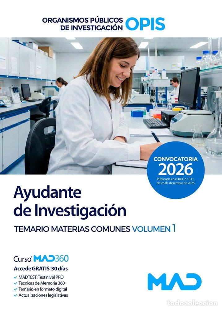 Libros: AYUDANTE INVESTIGACION TEMARIO MATERIA COMUN 1 ORGANISMOS PU - AA.VV