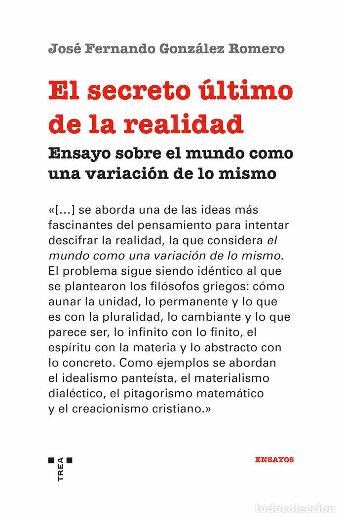 Libros: EL SECRETO ULTIMO DE LA REALIDAD - GONZALEZ ROMERO, JOSE FERNANDO