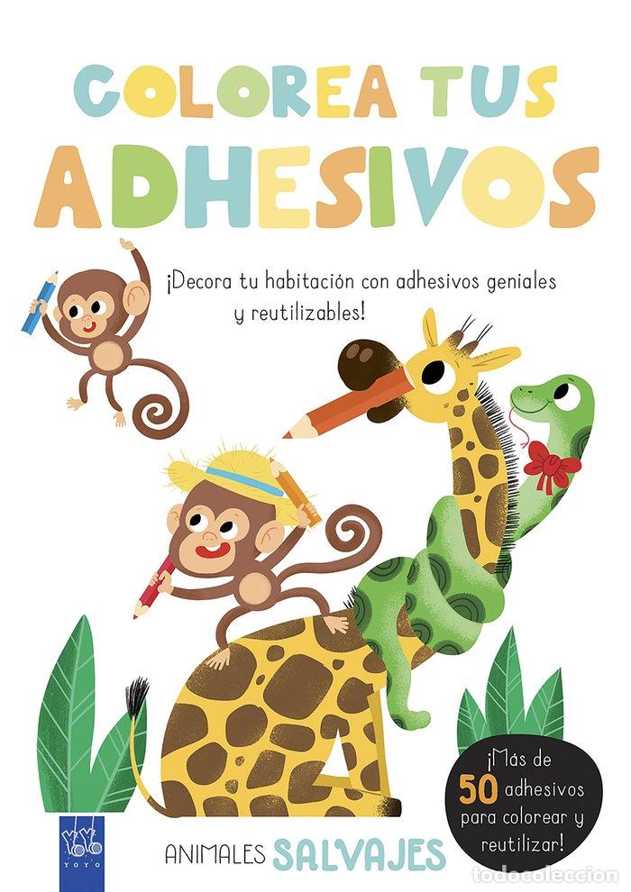 Libri: COLOREA TUS ADHESIVOS ANIMALES SALVAJES - YOYO