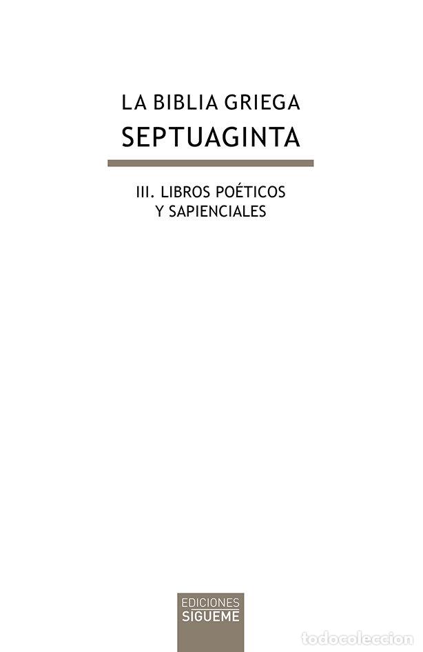 Libros: LA BIBLIA GRIEGA: III. LIBROS POETICOS Y SAPIENCIALES - DESCONOCIDO