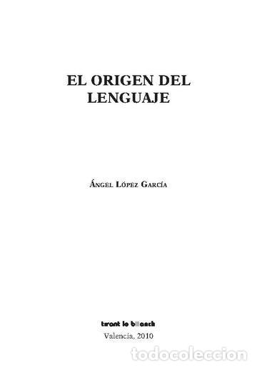 Libros: ORIGEN DEL LENGUAJE,EL - ANGEL LOPEZ GARCIA