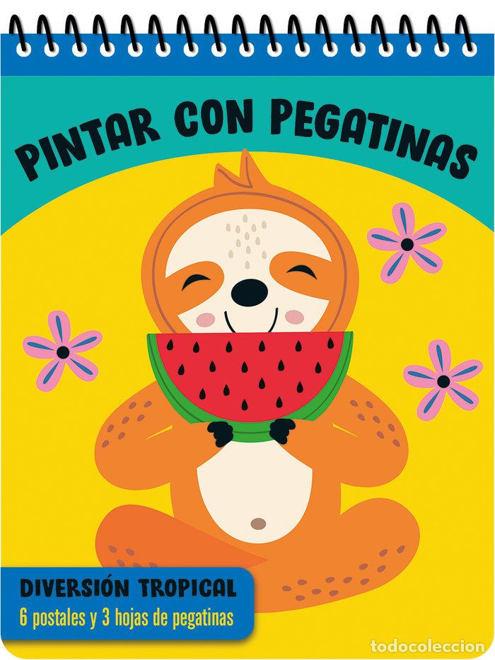 Livres: PINTAR CON PEGATINAS DIVERSION TROPICAL - .