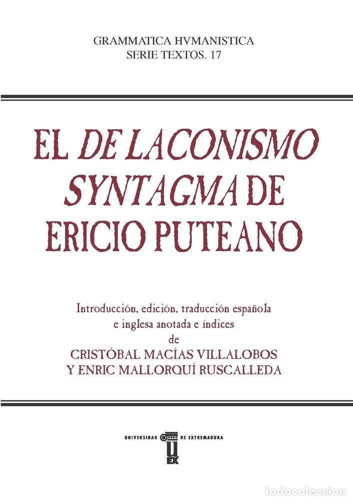 Livres: EL DE LACONISMO SYNTAGMA DE ERICIO PUTEANO - ERICIO, PUTEANO