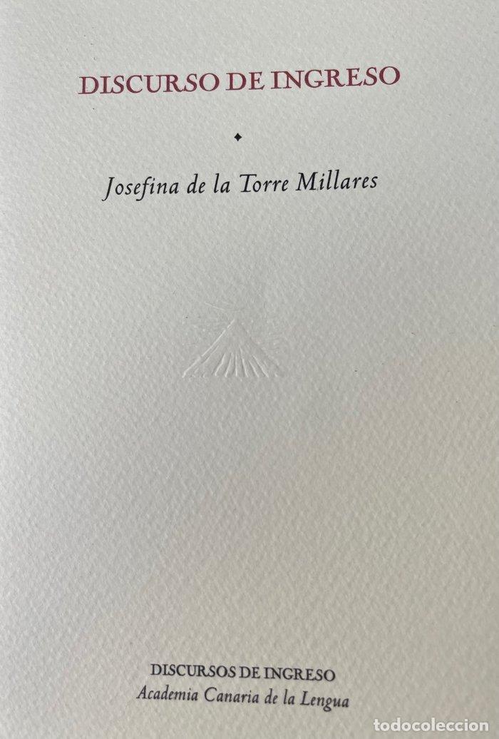 Livres: DISCURSO DE INGRESO - DE LA TORRE, JOSEFINA