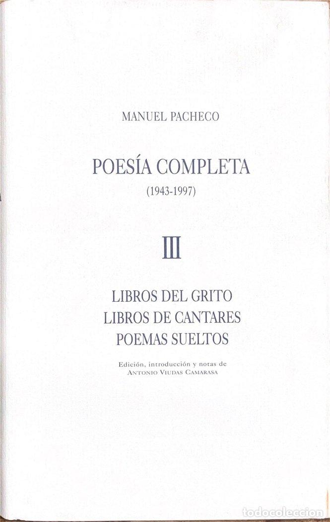 Livres: POESIA COMPLETA MANUEL PACHECO TOMO III - PACHECO, MANUEL