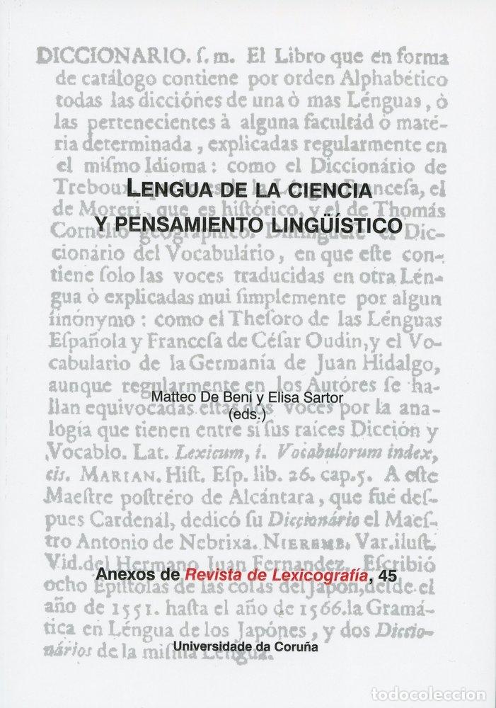Libros: LENGUA DE LA CIENCIA Y PENSAMIENTO LINGUISTICO - DE BENI, MATEO