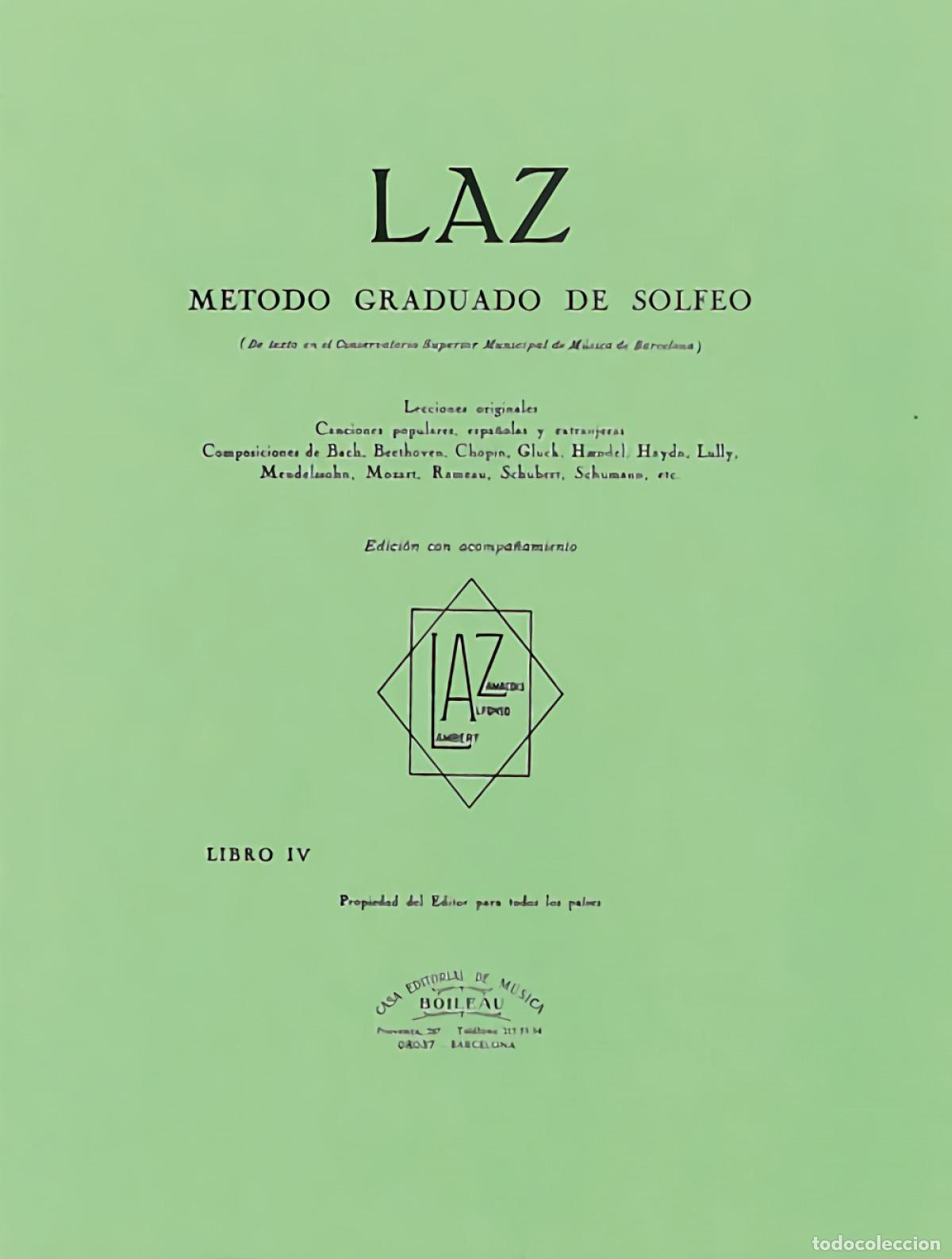 B&uuml;cher: LAZ:M&Eacute;TODO DE SOLFEO 4&ordm; ACOMPA&Ntilde;AMIENTO - Lambert
