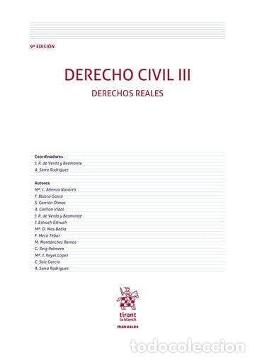 Livres: DERECHO CIVIL III DERECHOS REALES 9&ordm; EDICION - VERDA Y BEAMONTE, JOSE RAMON