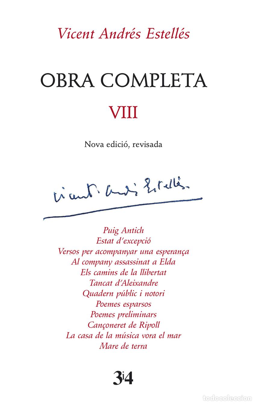 Libri: OBRA COMPLETA REVISADA, VOLUM 8 - Andr&eacute;s Estell&eacute;s, Vicent