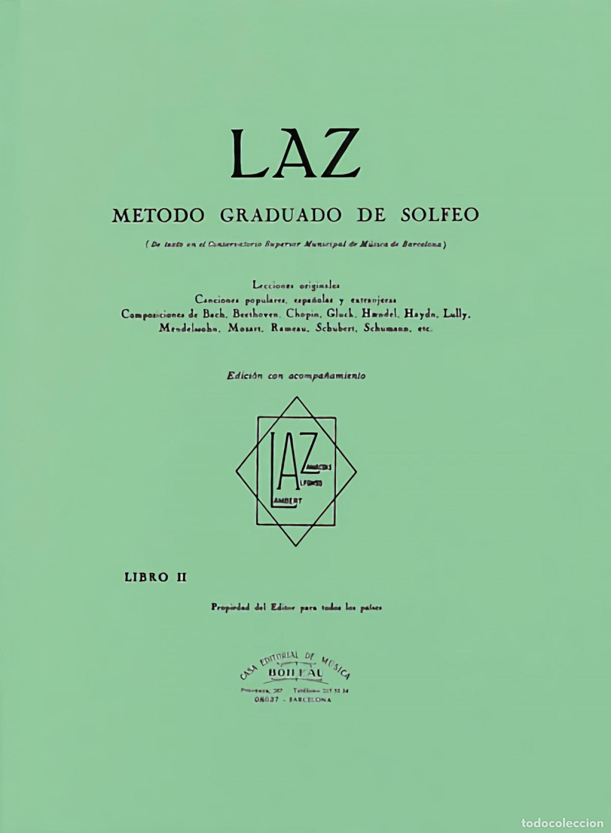 Libros: LAZ:M&Eacute;TODO DE SOLFEO 2&ordm; ACOMPA&Ntilde;AMIENTO - Lambert