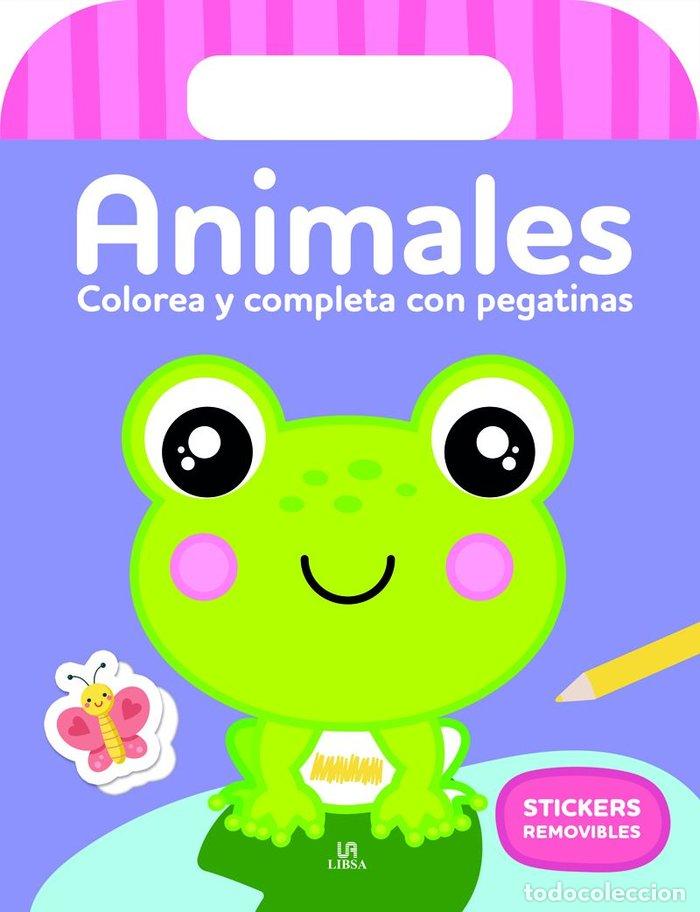 Libros: ANIMALES COLOREA Y COMPLETA CON PEGATINAS - AA.VV.