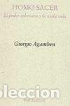 Livros: HOMO SACER EL PODER SOBERANO Y LA NUDA VIDA - AGAMBEN, GIORGIO