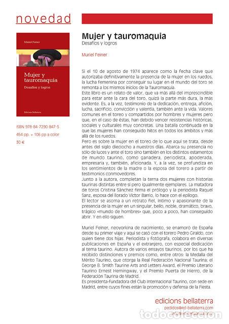 Libros: MUJER Y TAUROMAQUIA - FEINER, MURIEL
