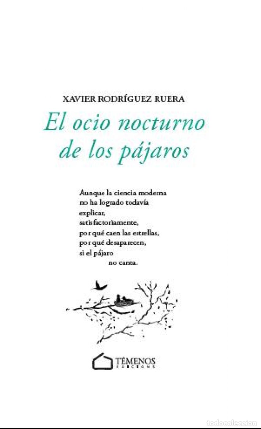 Livres: EL OCIO NOCTURNO DE LOS P&Aacute;JAROS - Rodr&iacute;guez Ruera, Xavier